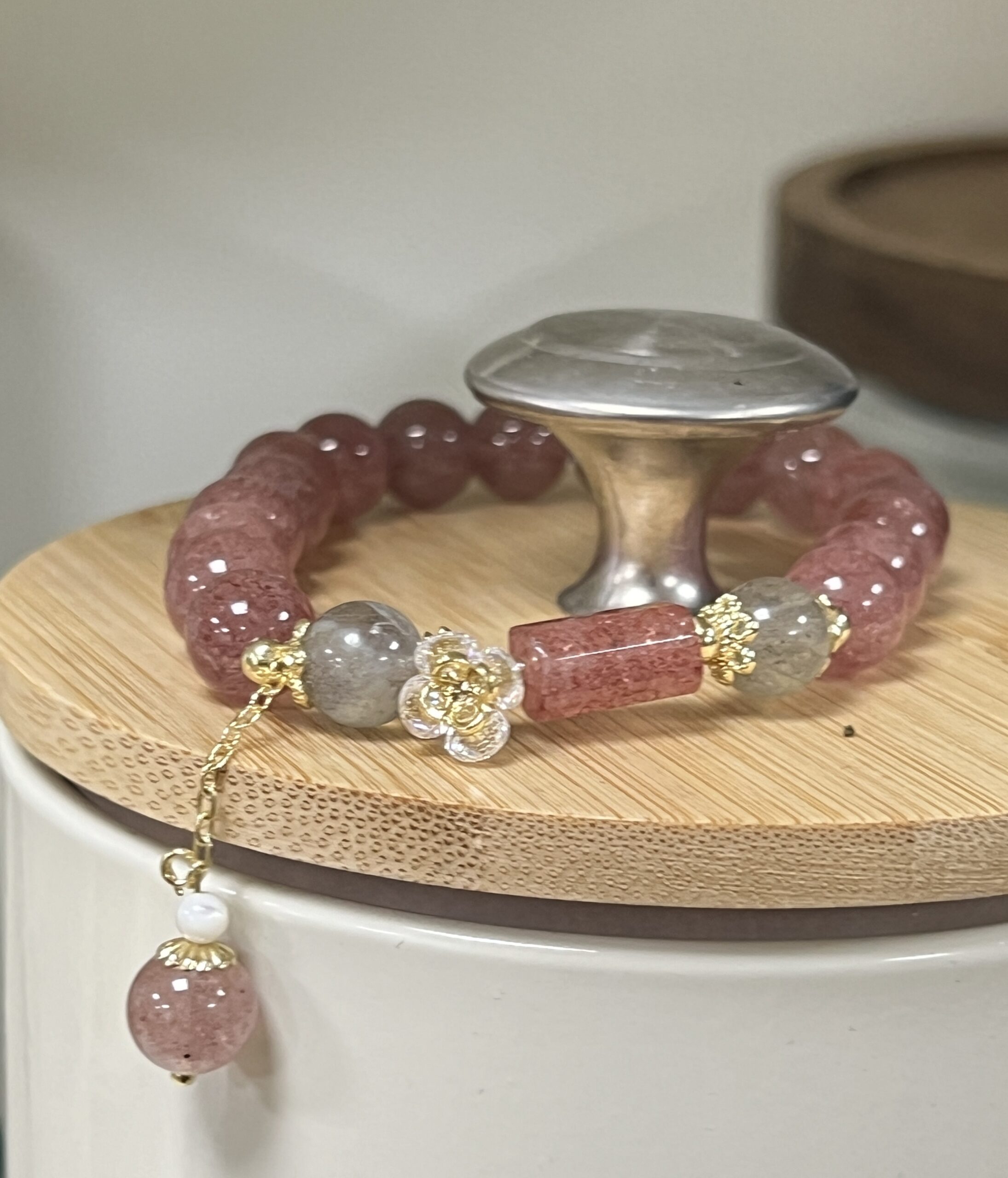 Bracciale elastico in quarzo fragola -- ±0,7 cm Bracciali