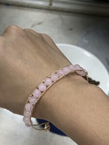 Set Di 2 Braccialetti In Pietra Naturale – Quarzo Rosa E Acquamarina – Cristalli 5-8 Mm – Gioielli Energetici - 2